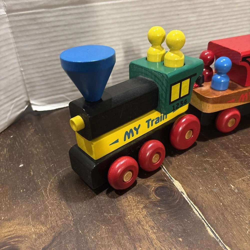 VTG‎ 90s Montgomery Schoolhouse Inc My Train Wooden Train Set USA Made